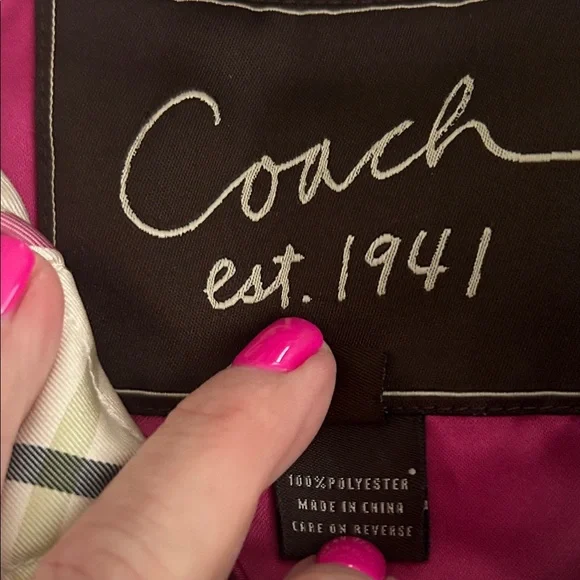 Coach Ivory Quilted Plaid Puffer Jacket with Multicolor Stripes - Picture 3 of 7